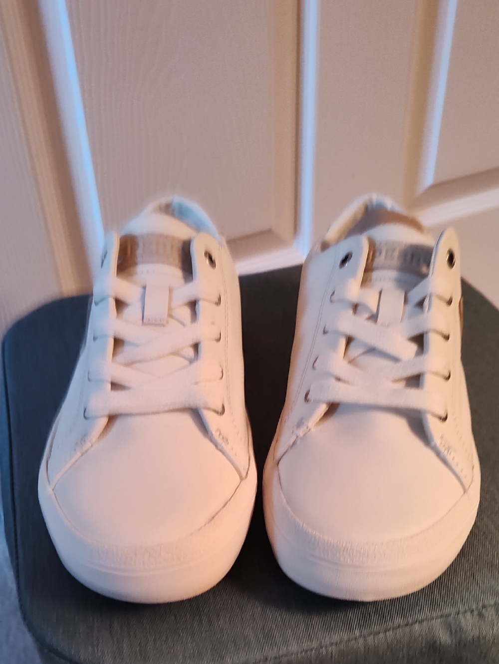 White Casual Lace-Up Sneakers